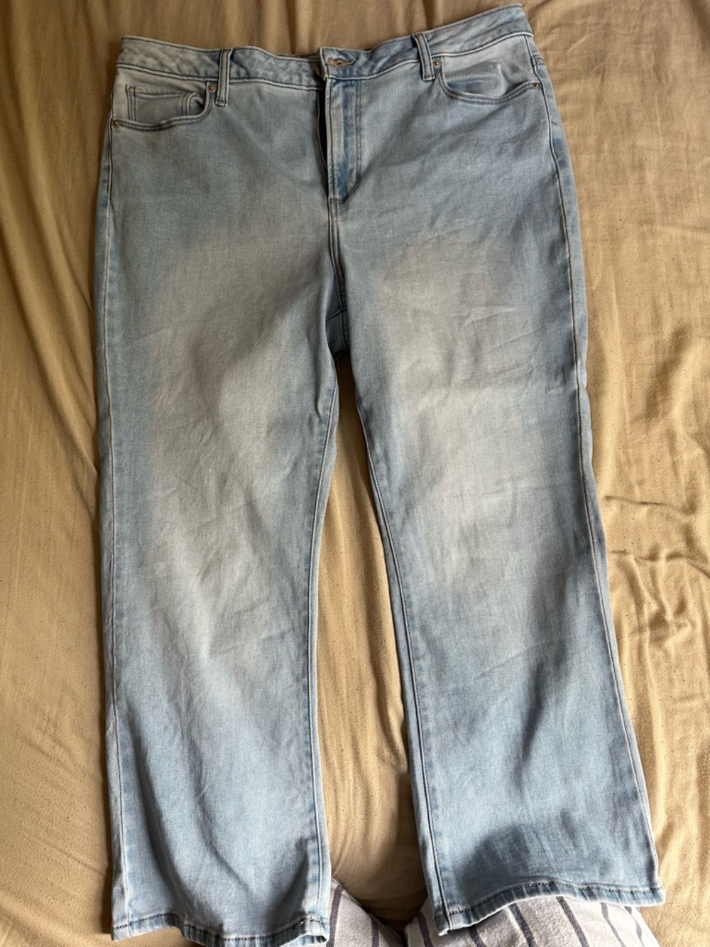 Light Blue Cropped Straight-Leg Jeans for Women